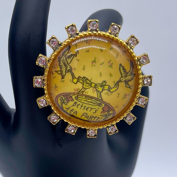 RARE Betsy Johnson tea party ring OS - Picture 1 of 3